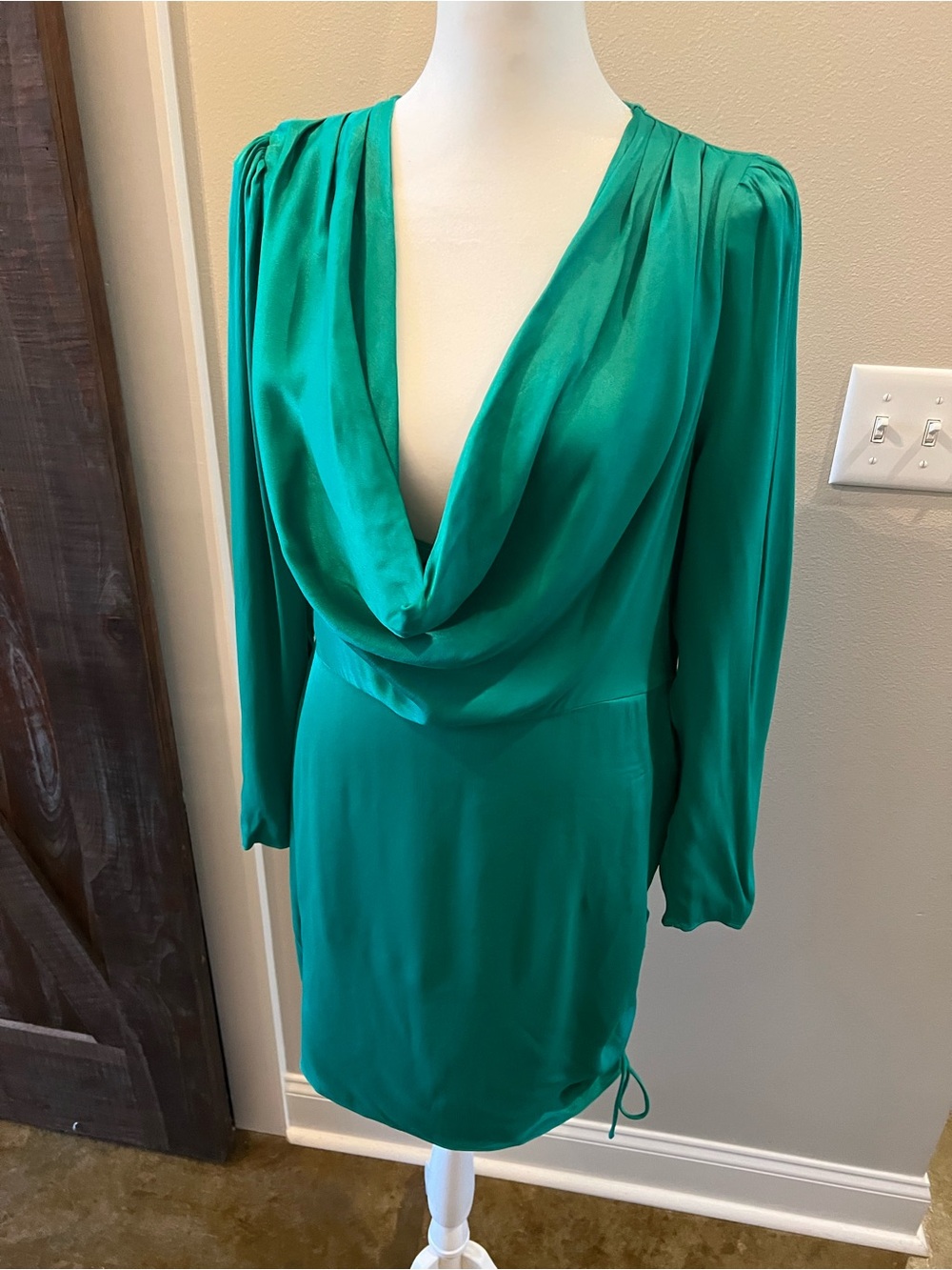 Sawyer Collection Emerald Green Cowl Neck Midi Dress
